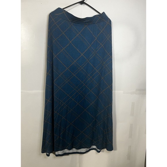 Jessica London Womens Long Maxi Skirt Teal Gray Cotton Flowy Size 14 16 - Picture 1 of 6